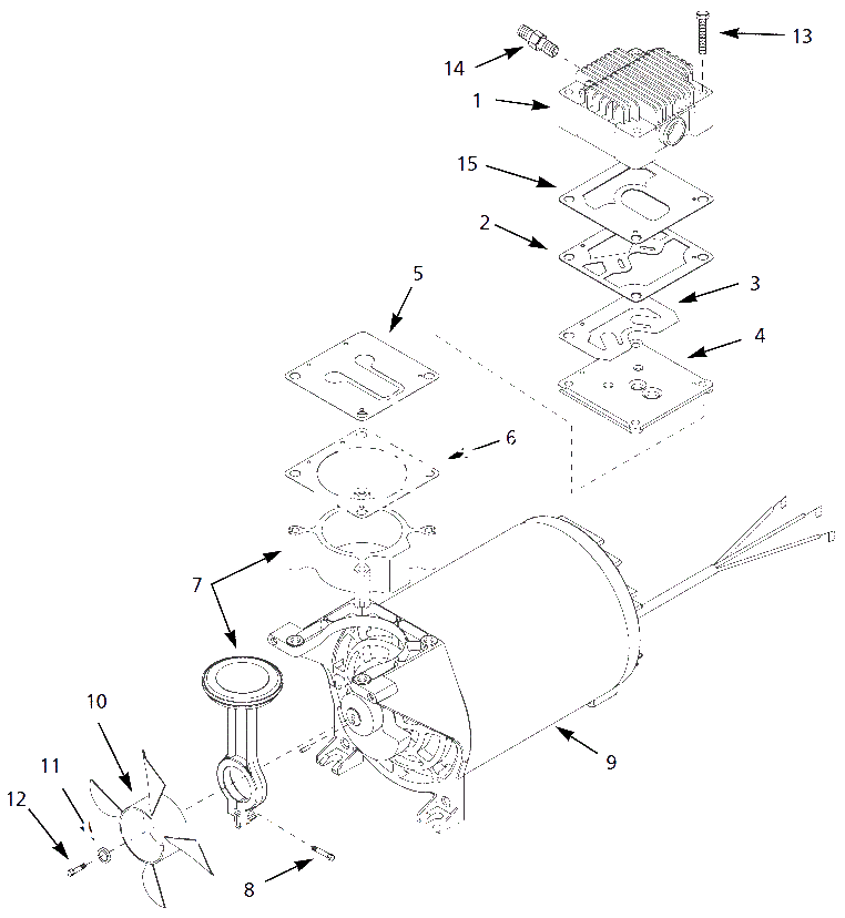 Pump Parts Diagram and Parts List for WL505003  Campbell Hausfeld Compressor